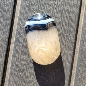 Polished Black Agate  Palm Stone